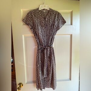 Boden Brown & White Polka Dot Button-Front Shirtdress- Very Good Condition